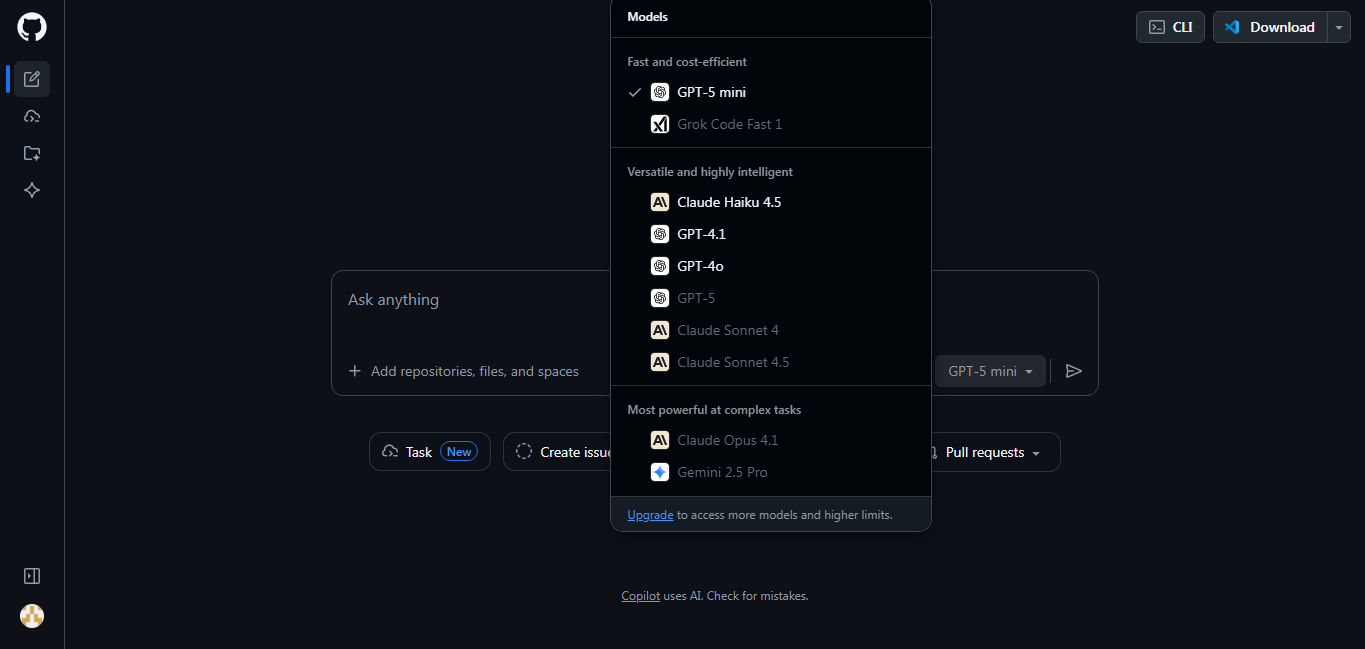 github copilot usage of GPT-5.2, Gemini, Claude AI for free and better performance
