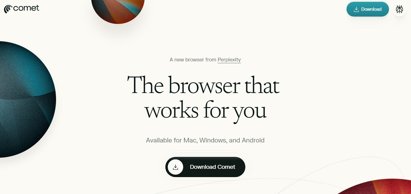 comet ai browser download free for windows, android and mac